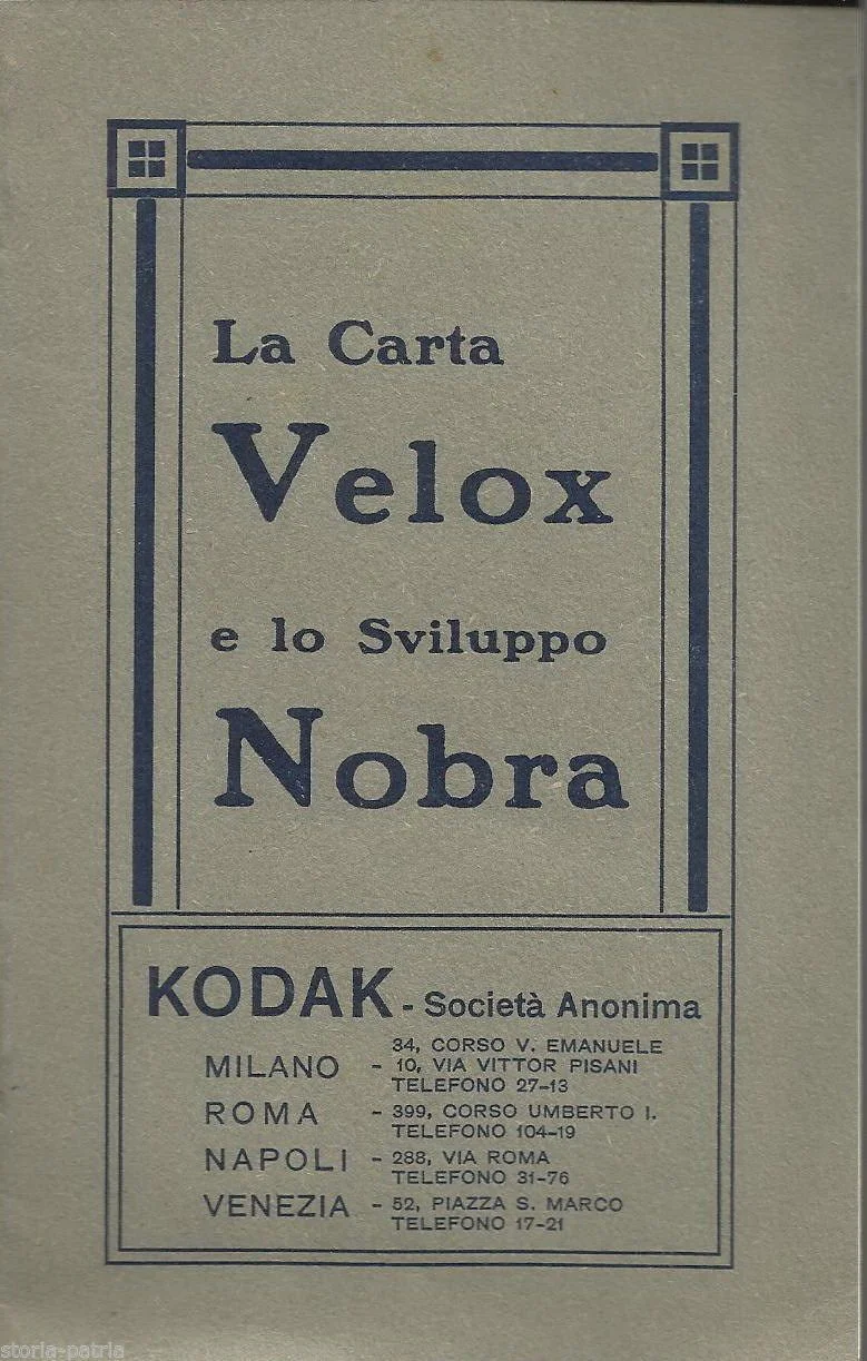 Pubblicità Kodak Velox Nobra Carta Fotografica, Milano