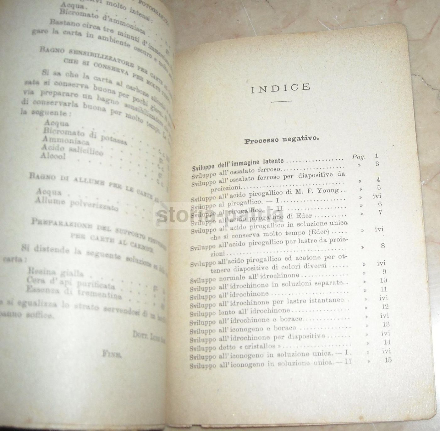 Ricettario Fotografico L. Sassi 1919 Tecnica Sviluppo Fotografia