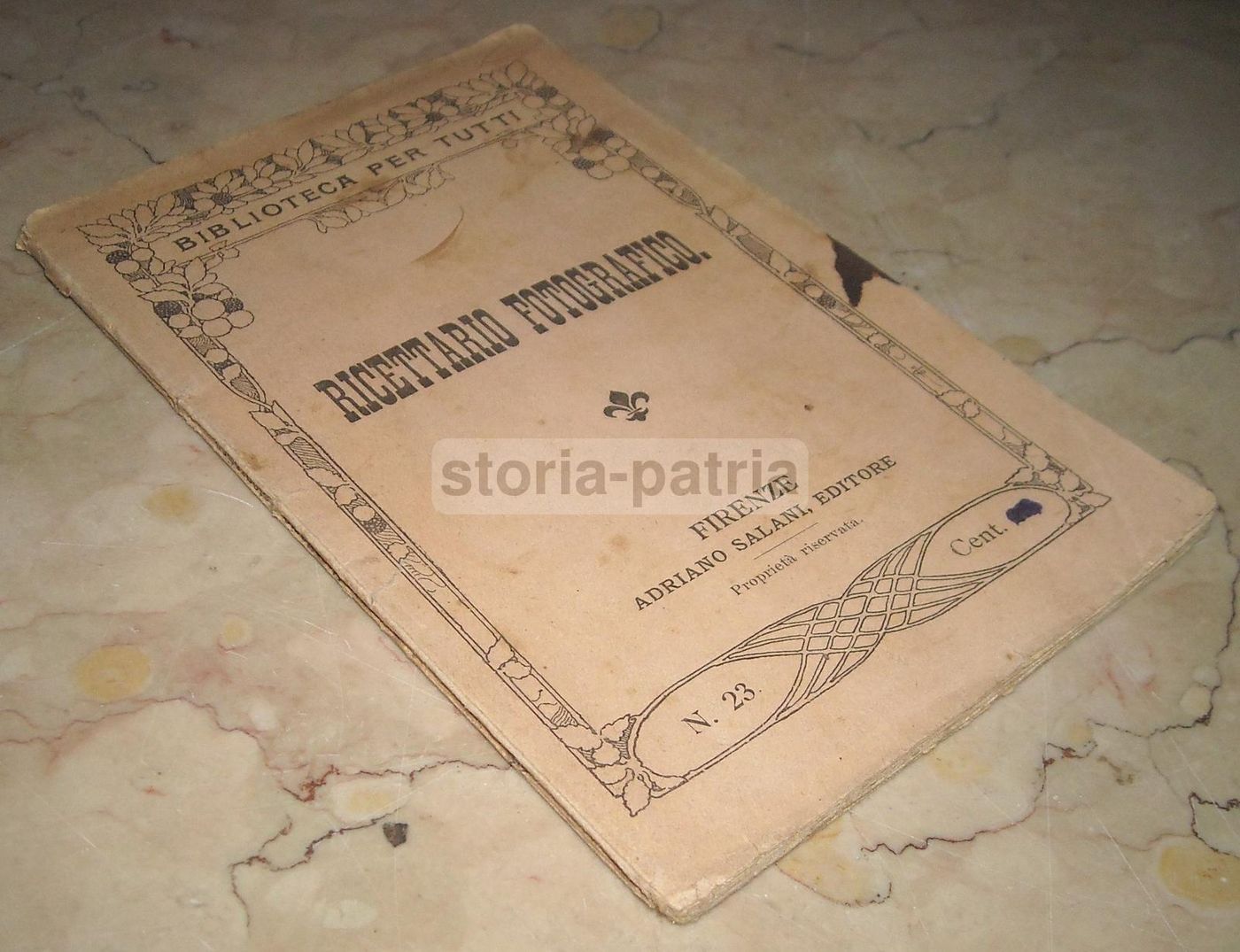Ricettario Fotografico L. Sassi 1919 Tecnica Sviluppo Fotografia