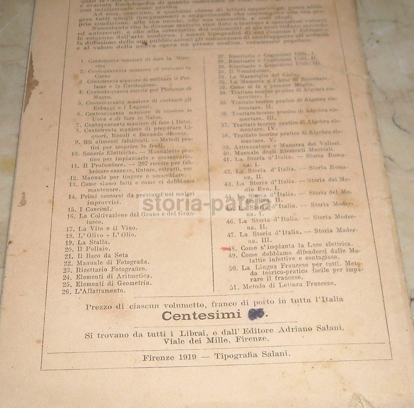 Ricettario Fotografico L. Sassi 1919 Tecnica Sviluppo Fotografia