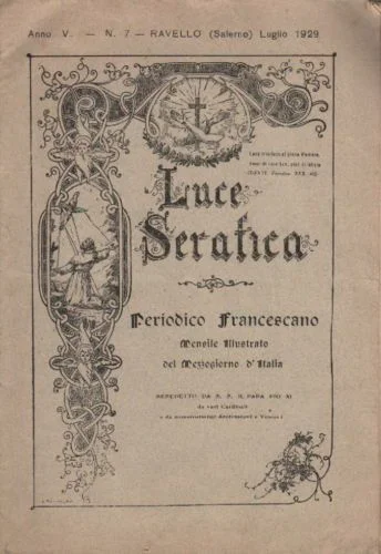 Luce Serafica, July 1929, Ravello. Franciscan Periodical of Campania