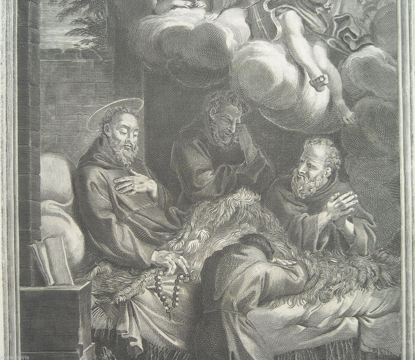 Incisione San Francesco d'Assisi Da Annibale Carracci, Stampa Devozionale, XIX Secolo