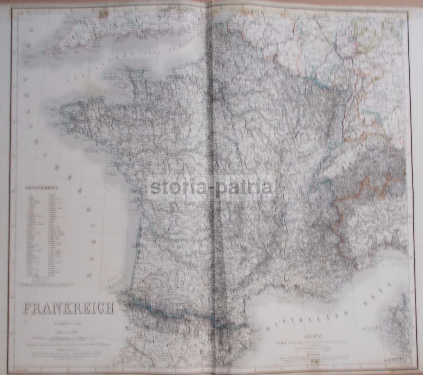 Mappa Antica Della Francia, Corsica E Liguria, 1860 1880, Weimar Institut