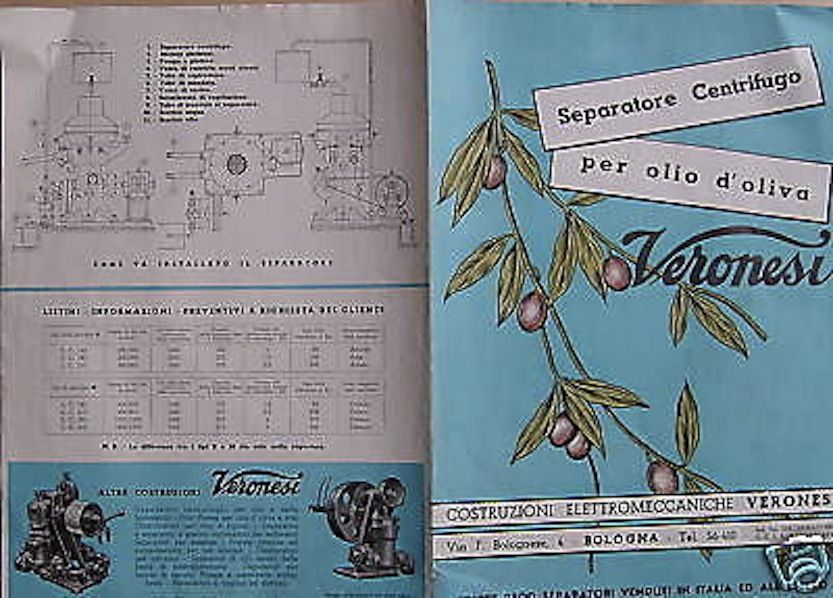 Depliant Pubblicitario Separatore Centrifugo Olio Veronesi Bologna