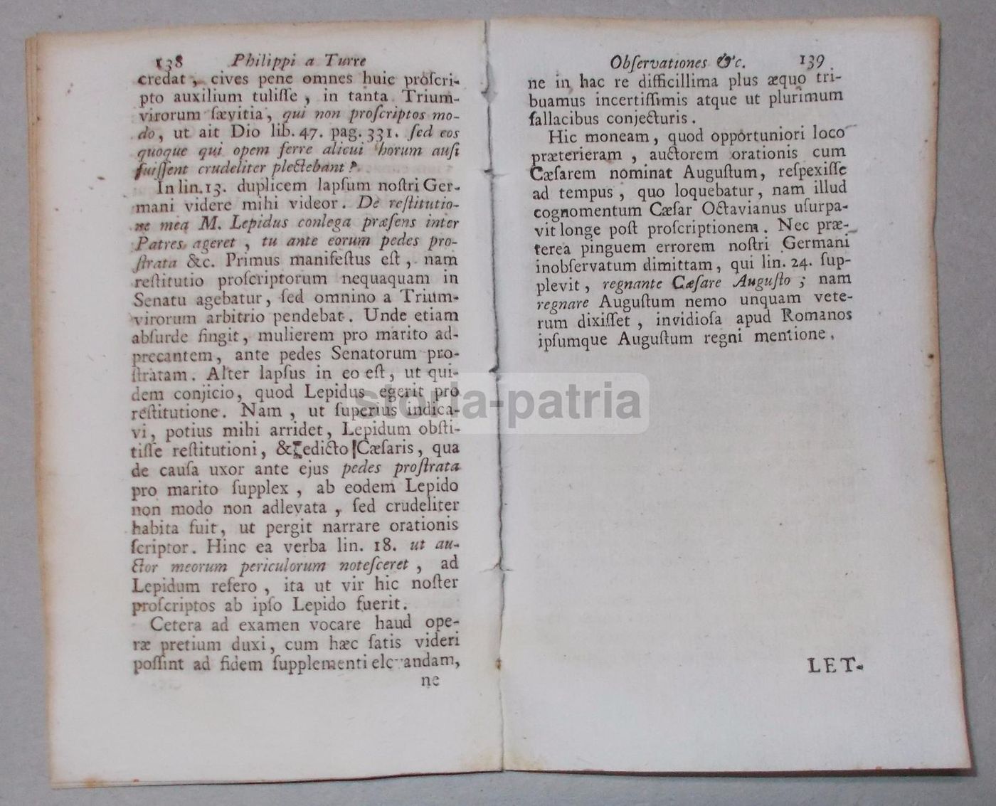 Filippo Della Torre, Observationes In Antiquum Lapidem, Saggio Di Epigrafia, Venezia, Metà XVIII Secolo