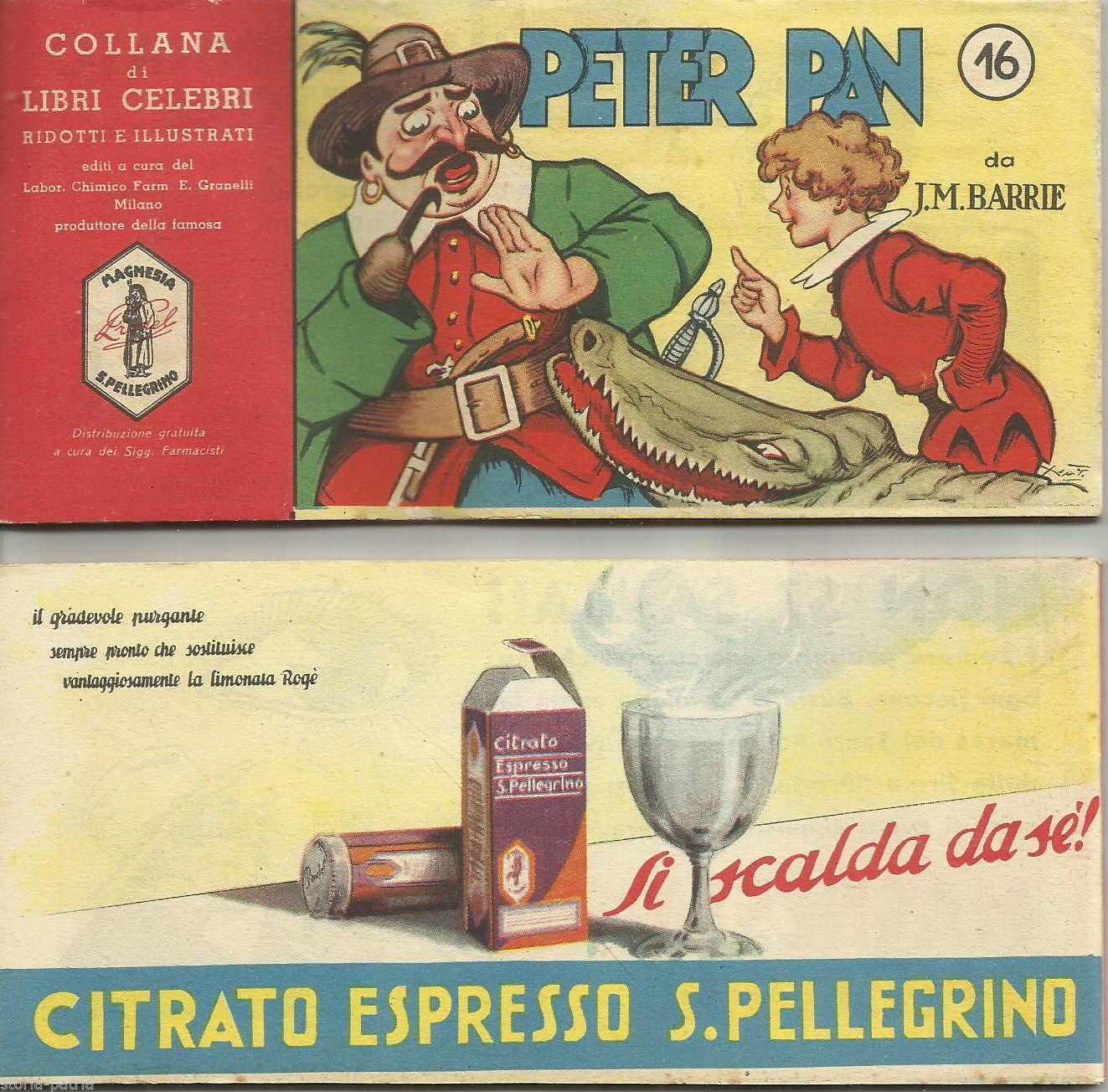 Peter Pan Fumetto Pubblicitario Magnesia S. Pellegrino Anni '50