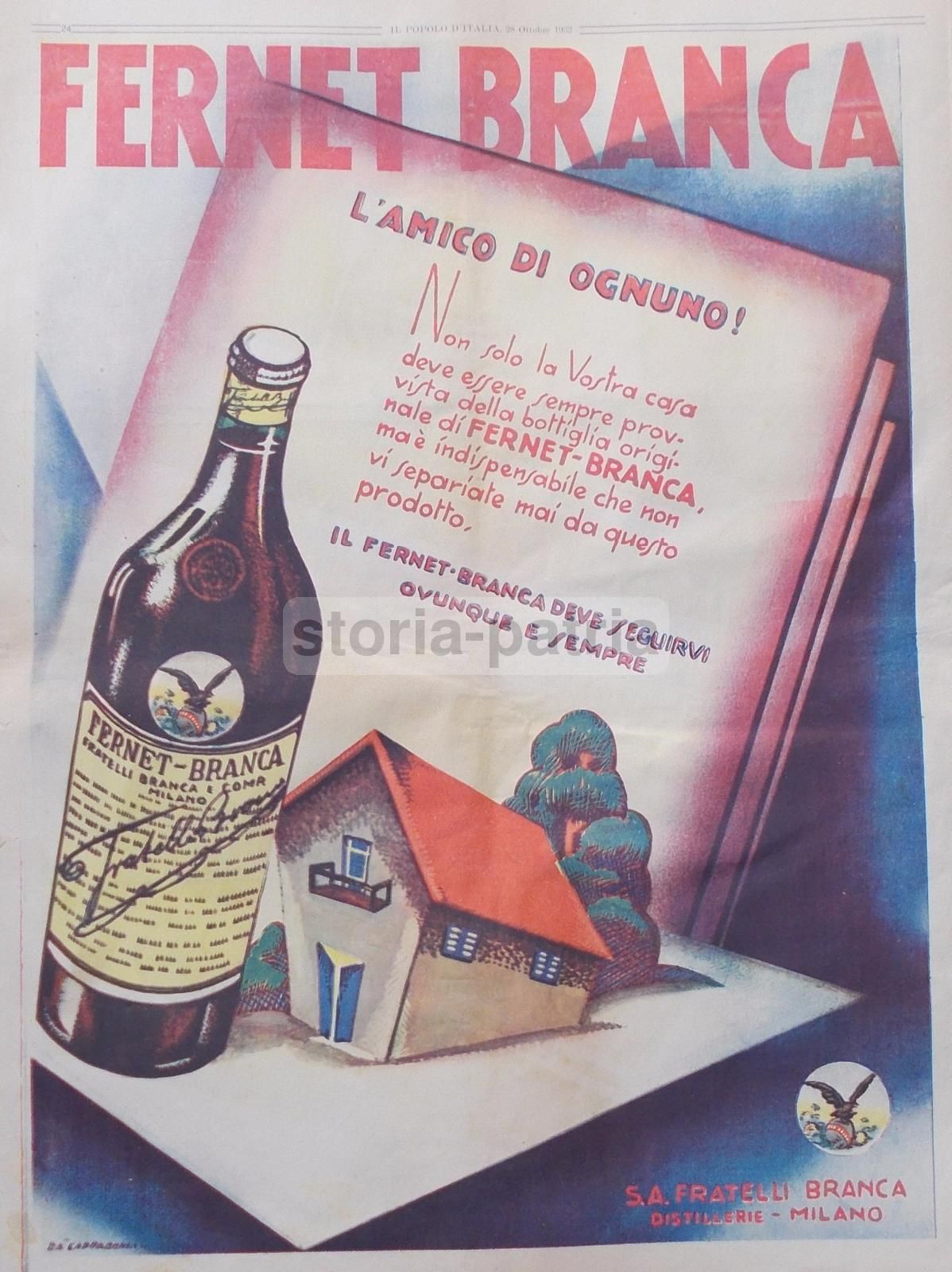 Pubblicità Monopolio Tabacchi Regina Regalia E Fernet Branca 1932