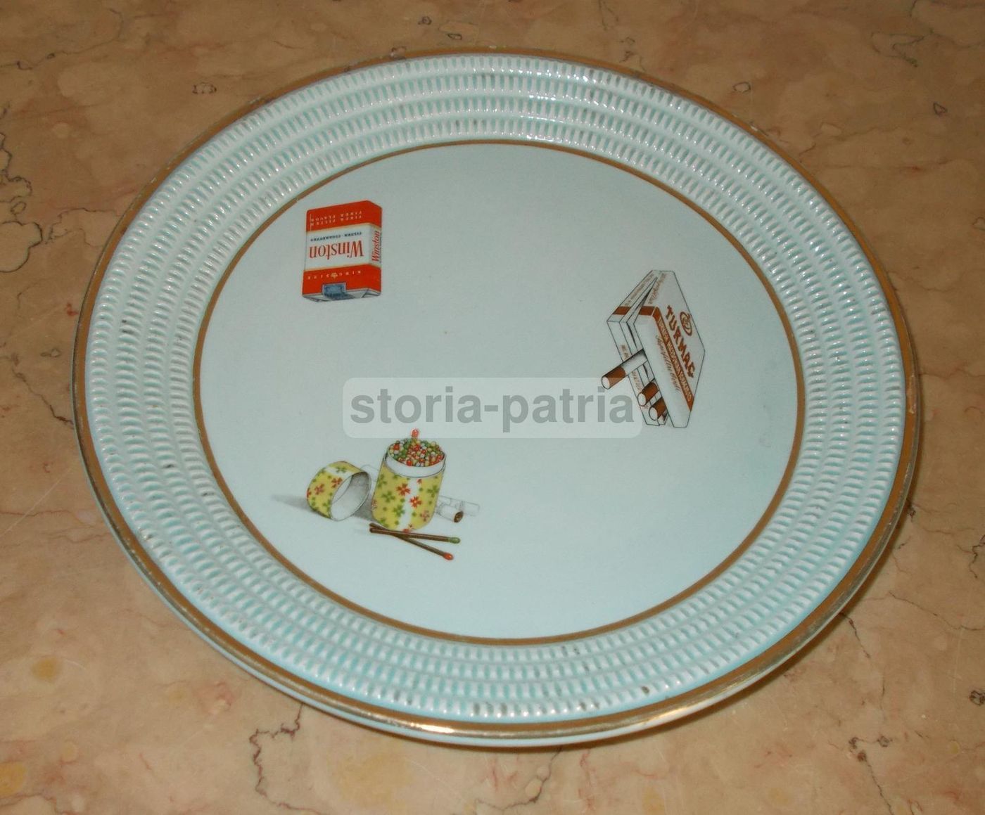 Vassoio In Ceramica Pubblicitario Winston Turmac Anni 1950 1960
