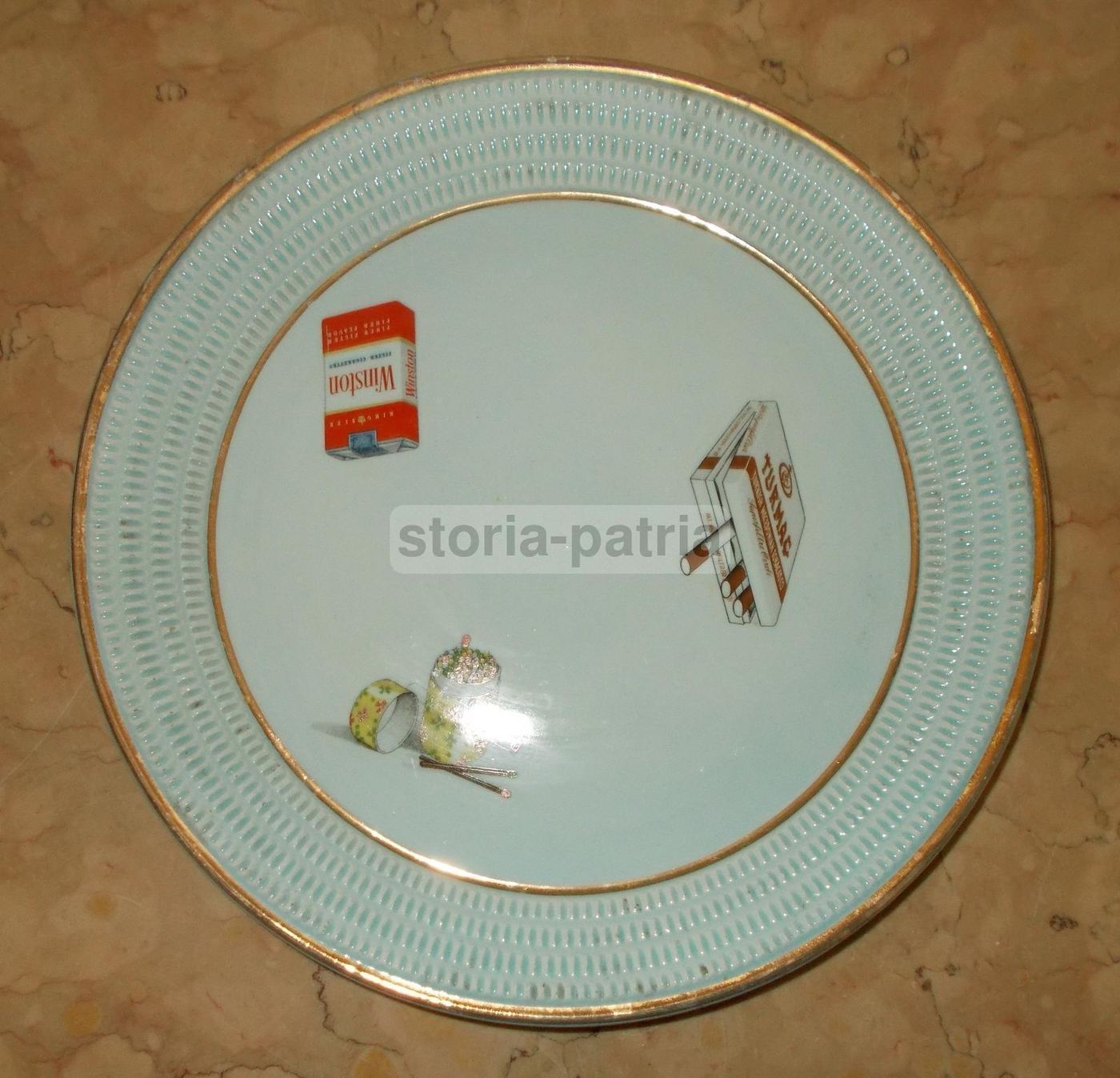 Vassoio In Ceramica Pubblicitario Winston Turmac Anni 1950 1960