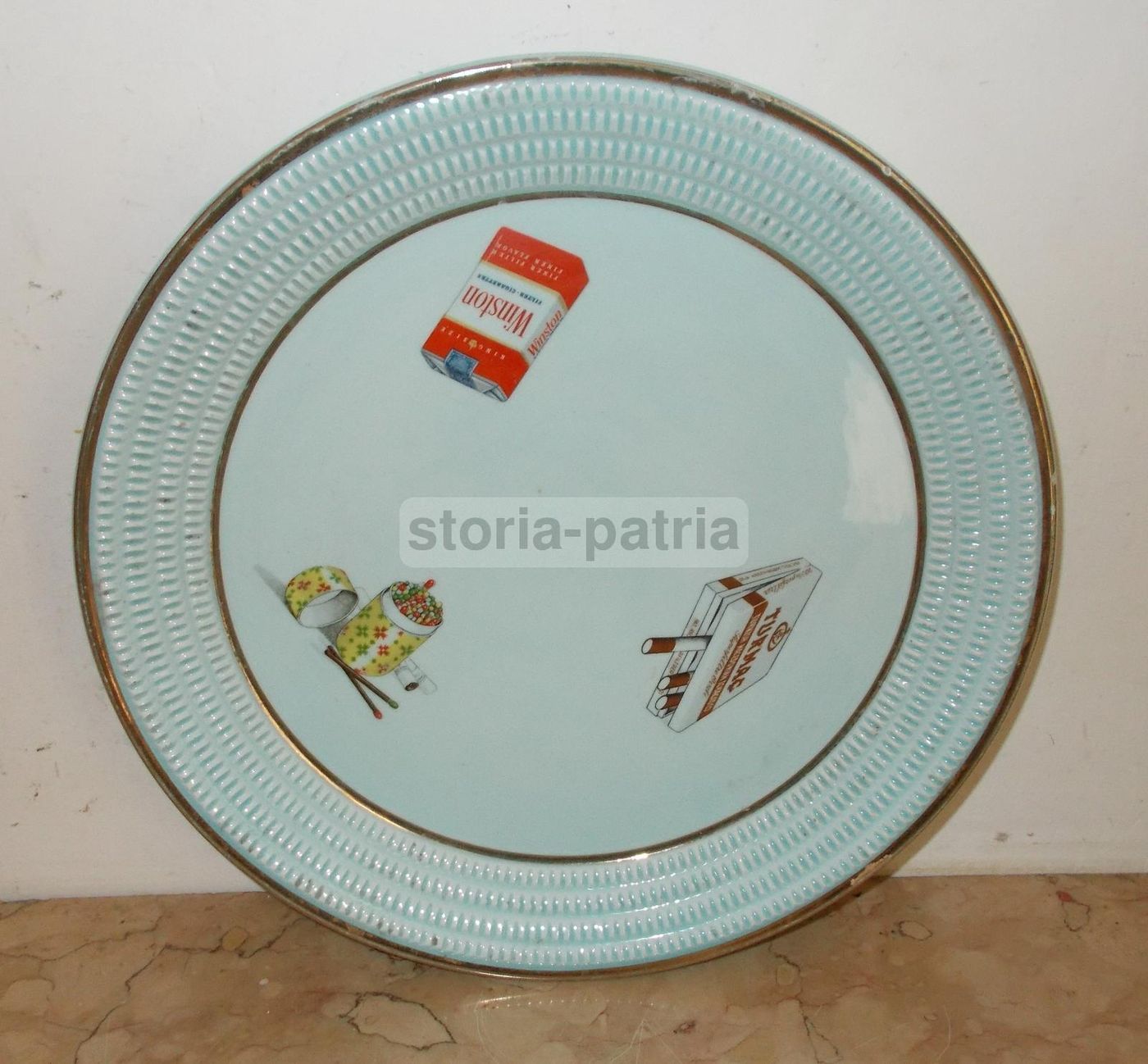 Vassoio In Ceramica Pubblicitario Winston Turmac Anni 1950 1960
