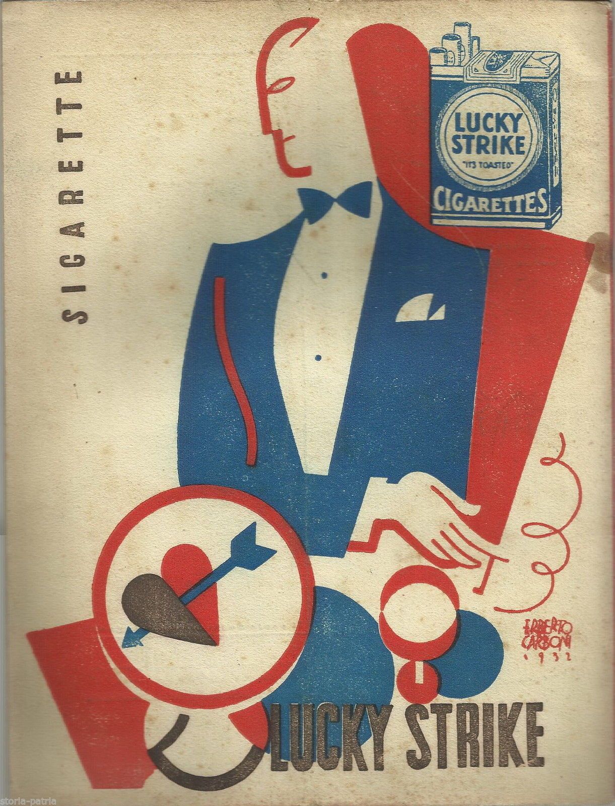 Pubblicità Lucky Strike 1932 Erberto Carboni Stampa Originale
