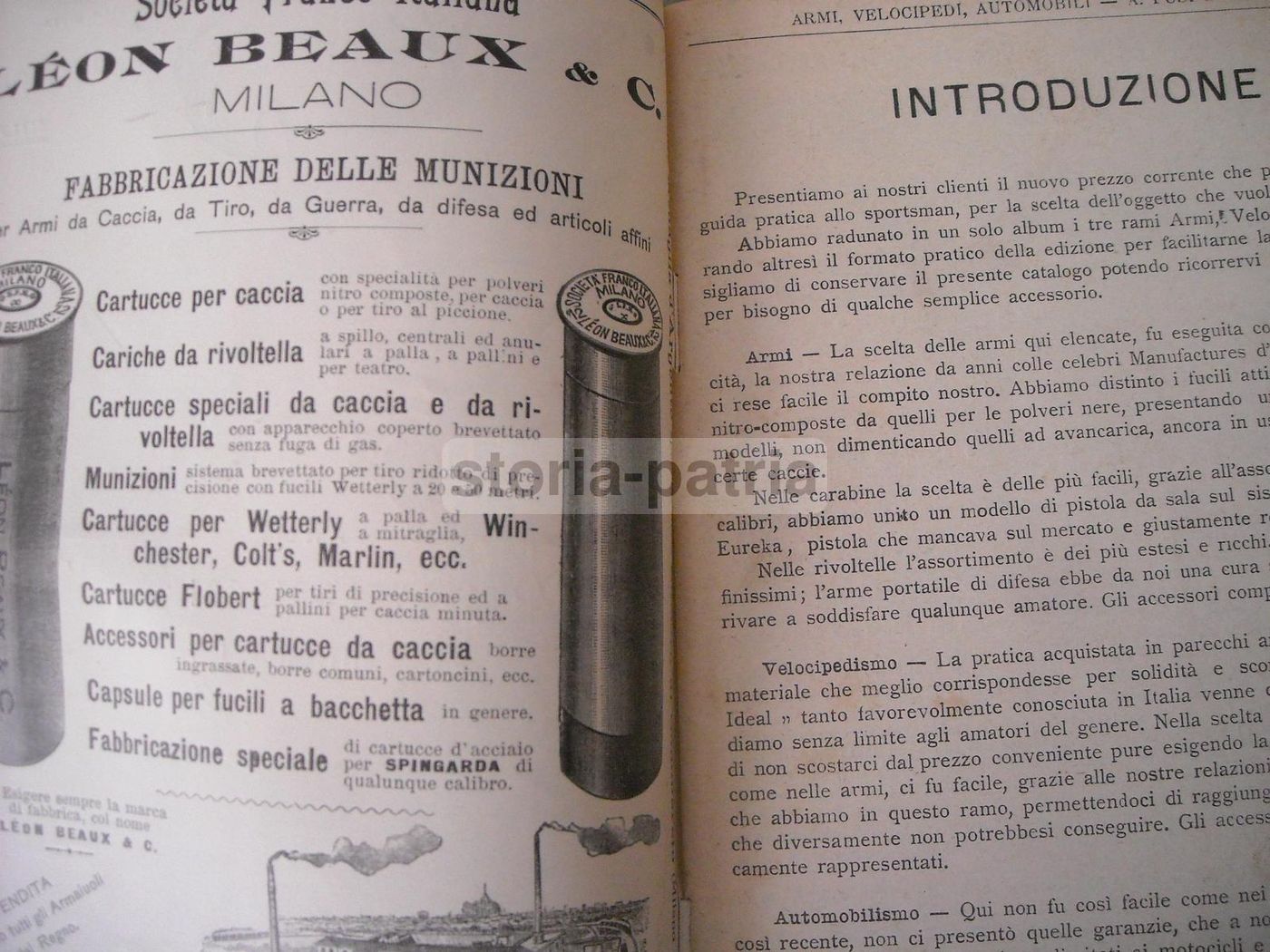 Catalogo Fusi 1900 Armi Caccia Biciclette Motocicli Automobili