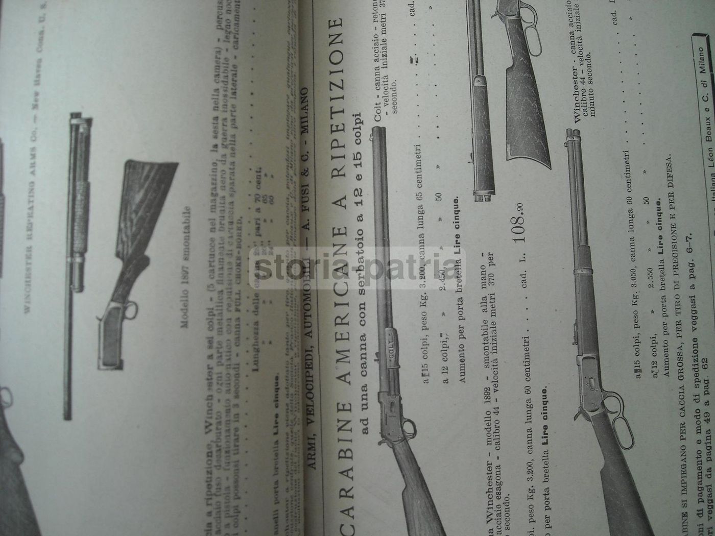 Catalogo Fusi 1900 Armi Caccia Biciclette Motocicli Automobili