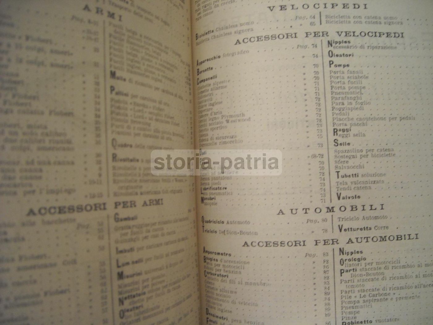 Catalogo Fusi 1900 Armi Caccia Biciclette Motocicli Automobili