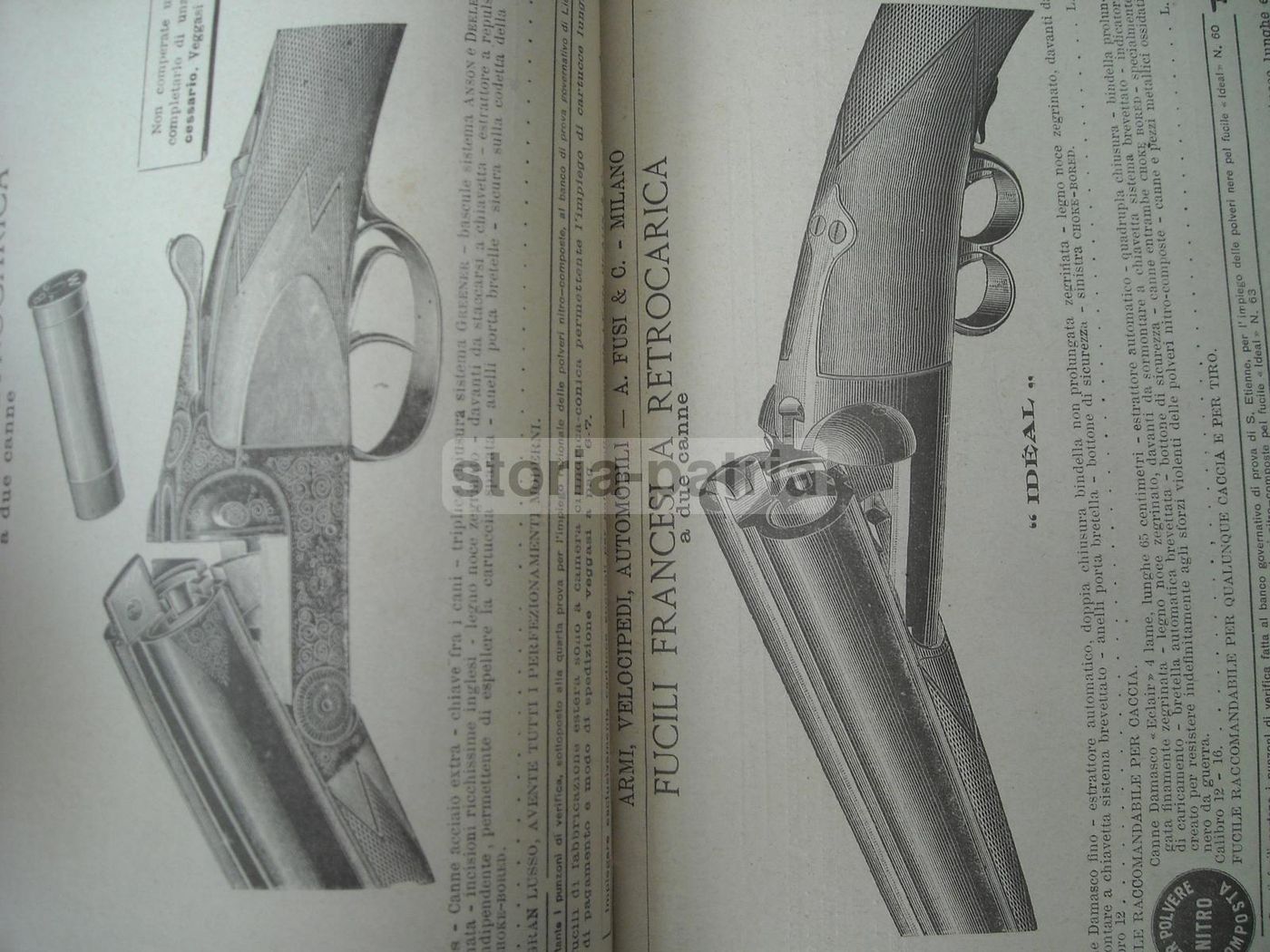 Catalogo Fusi 1900 Armi Caccia Biciclette Motocicli Automobili