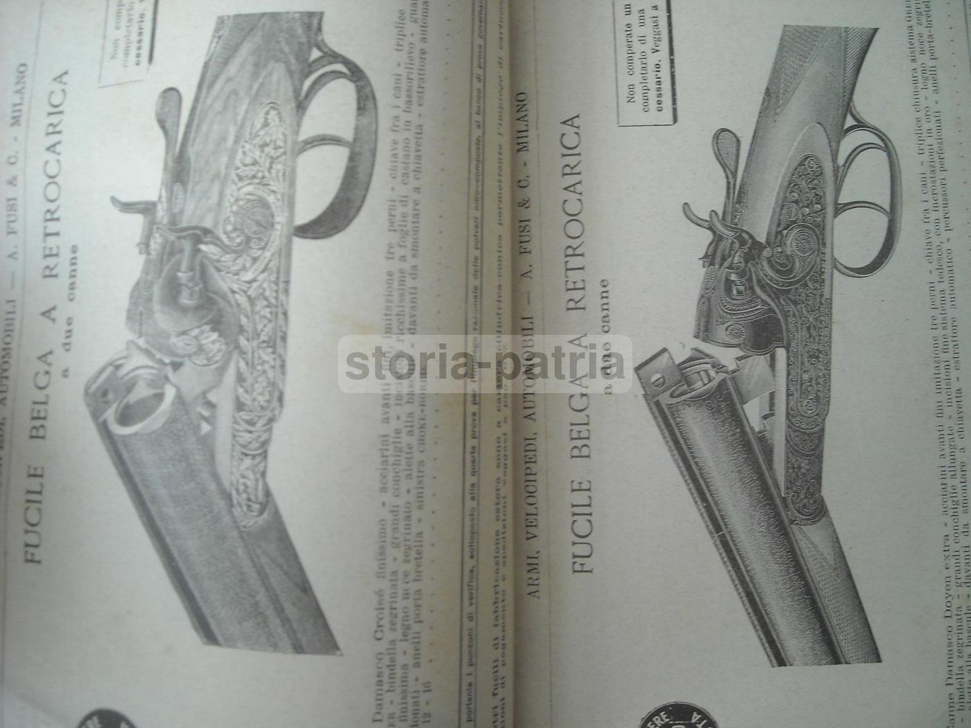 Catalogo Fusi 1900 Armi Caccia Biciclette Motocicli Automobili