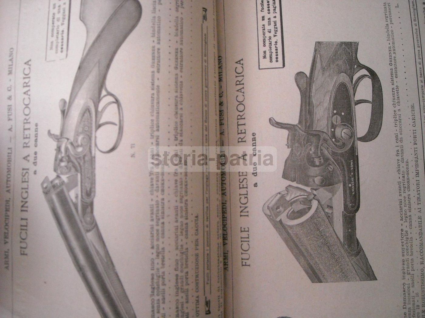 Catalogo Fusi 1900 Armi Caccia Biciclette Motocicli Automobili