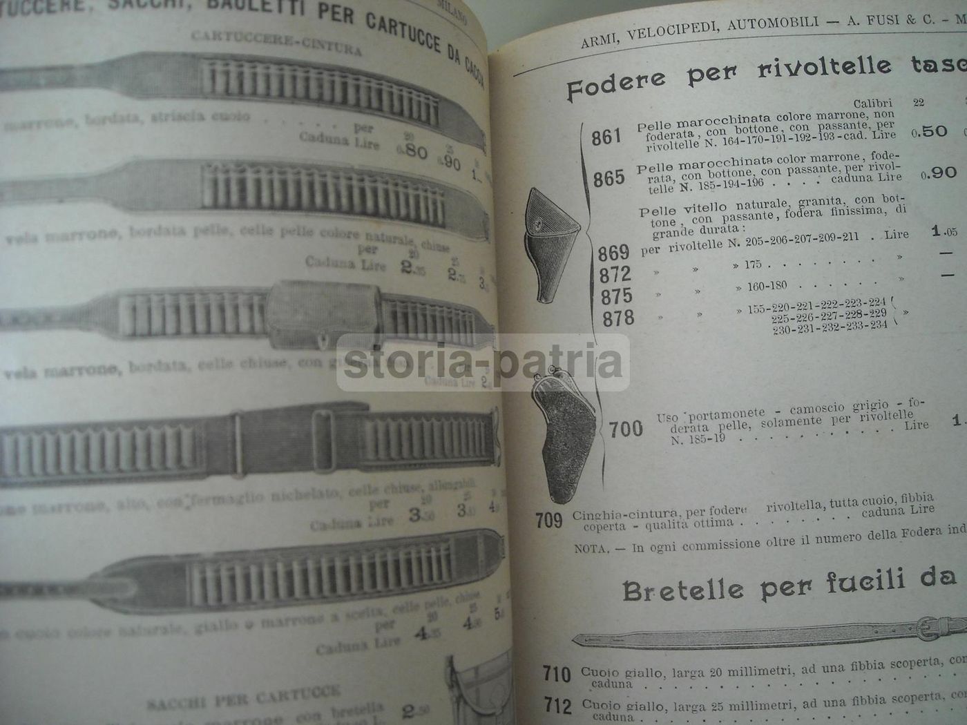 Catalogo Fusi 1900 Armi Caccia Biciclette Motocicli Automobili