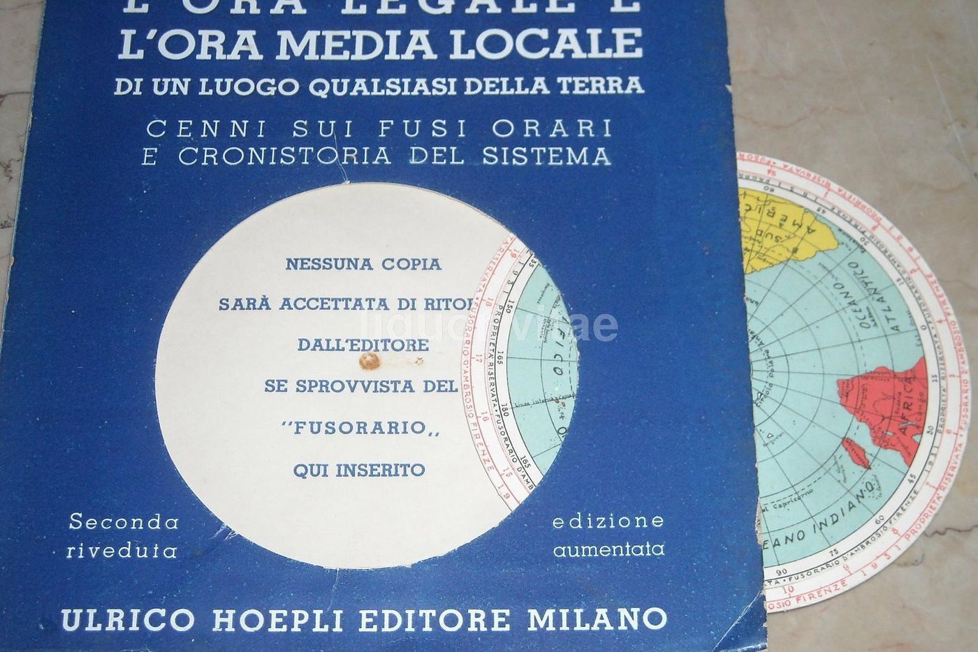 Il Fusorario Di Raffaele d'Ambrosio, Hoepli 1943, Fusi Orari