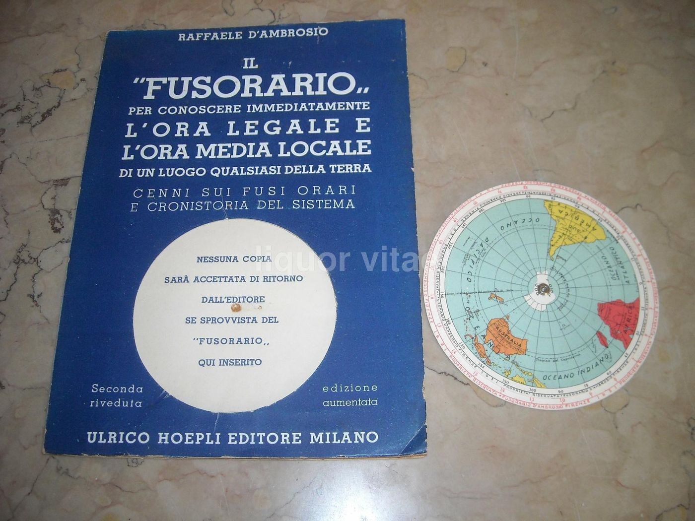 Il Fusorario Di Raffaele d'Ambrosio, Hoepli 1943, Fusi Orari