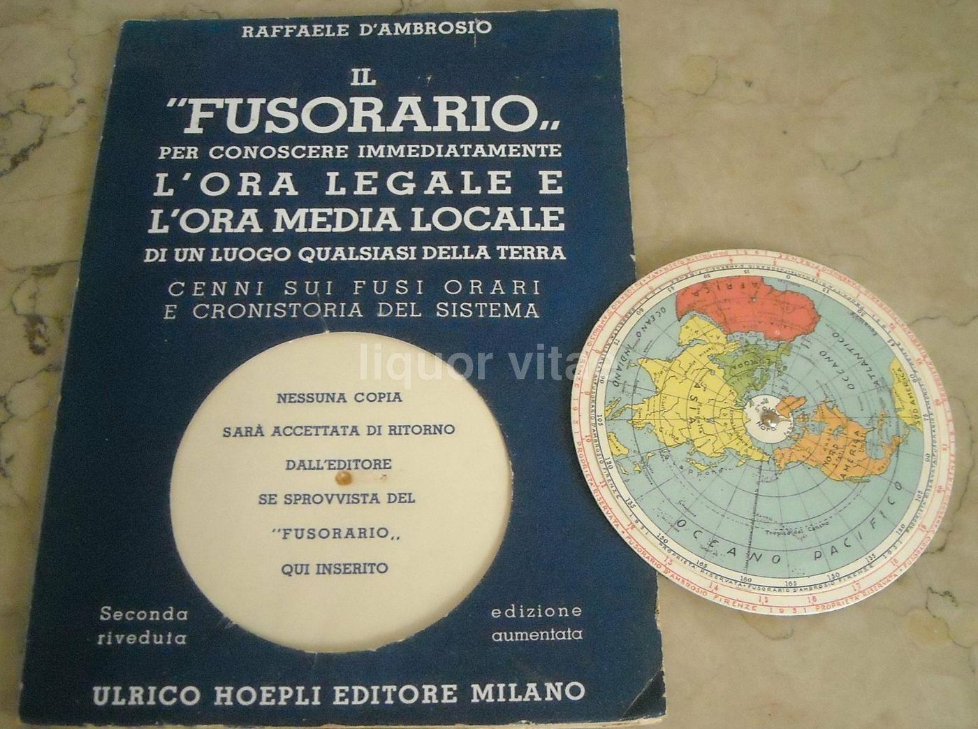 Il Fusorario Di Raffaele d'Ambrosio, Hoepli 1943, Fusi Orari
