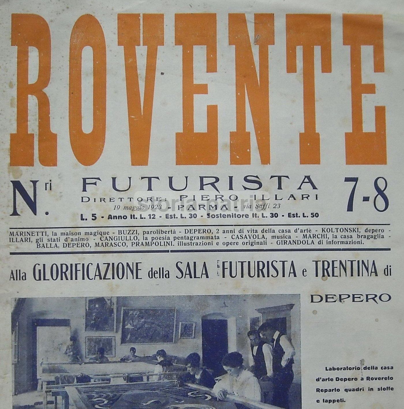 Rovente Futurista 1923, Depero, Marinetti, Esposizione Monza, Balla