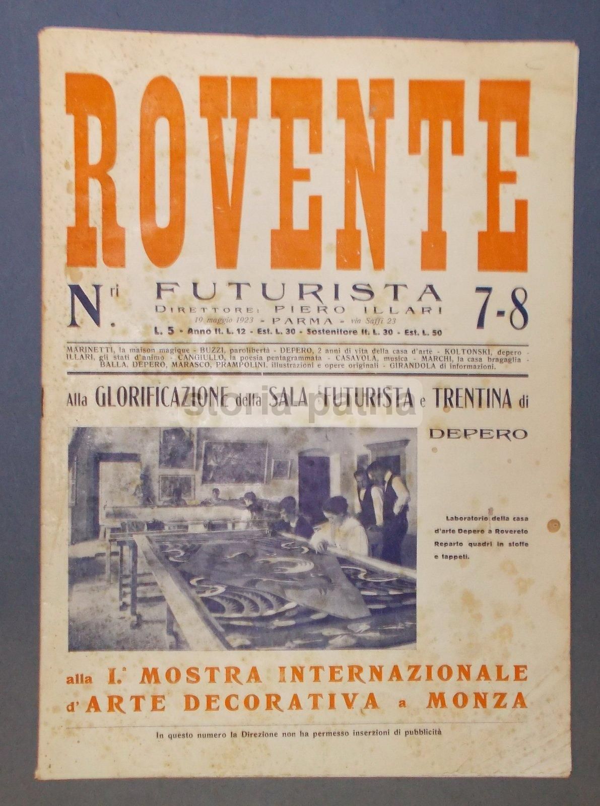 Rovente Futurista 1923, Depero, Marinetti, Esposizione Monza, Balla