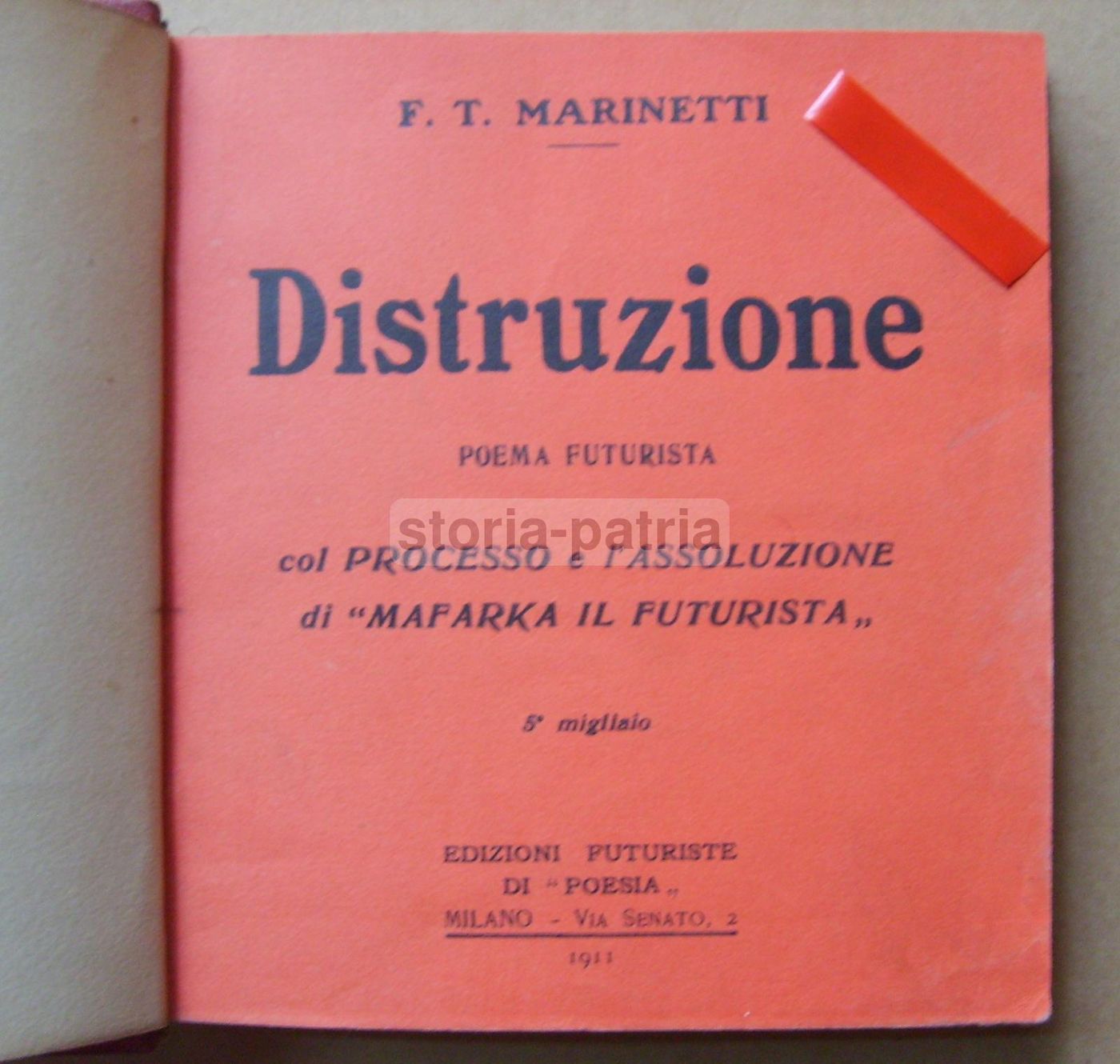 Marinetti, Distruzione (1911): Poema Futurista, Prima Edizione Rara