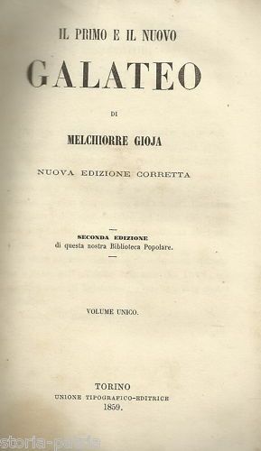Il Galateo Di Melchiorre Gioja 1859 Torino Costumi E Norme Sociali
