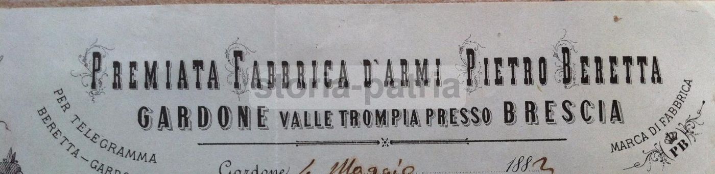 Carta Intestata Pietro Beretta 1882 Gardone Val Trompia Brescia