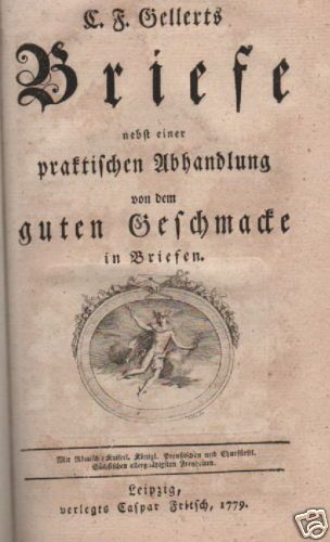 Gellert, Briefe (1779): Edizione Antica Tedesca Dell'Illuminismo Con Incisione