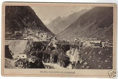 Fotografia Antica Di Göschenen, Svizzera, Di F. Charnaux, Ginevra, Fine XIX Secolo