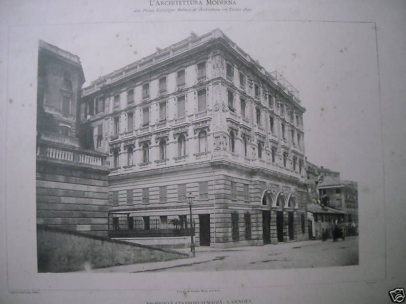 Palazzo Cesaroni Almagià Genova, Architetto Attendoli, Fototipia 1890