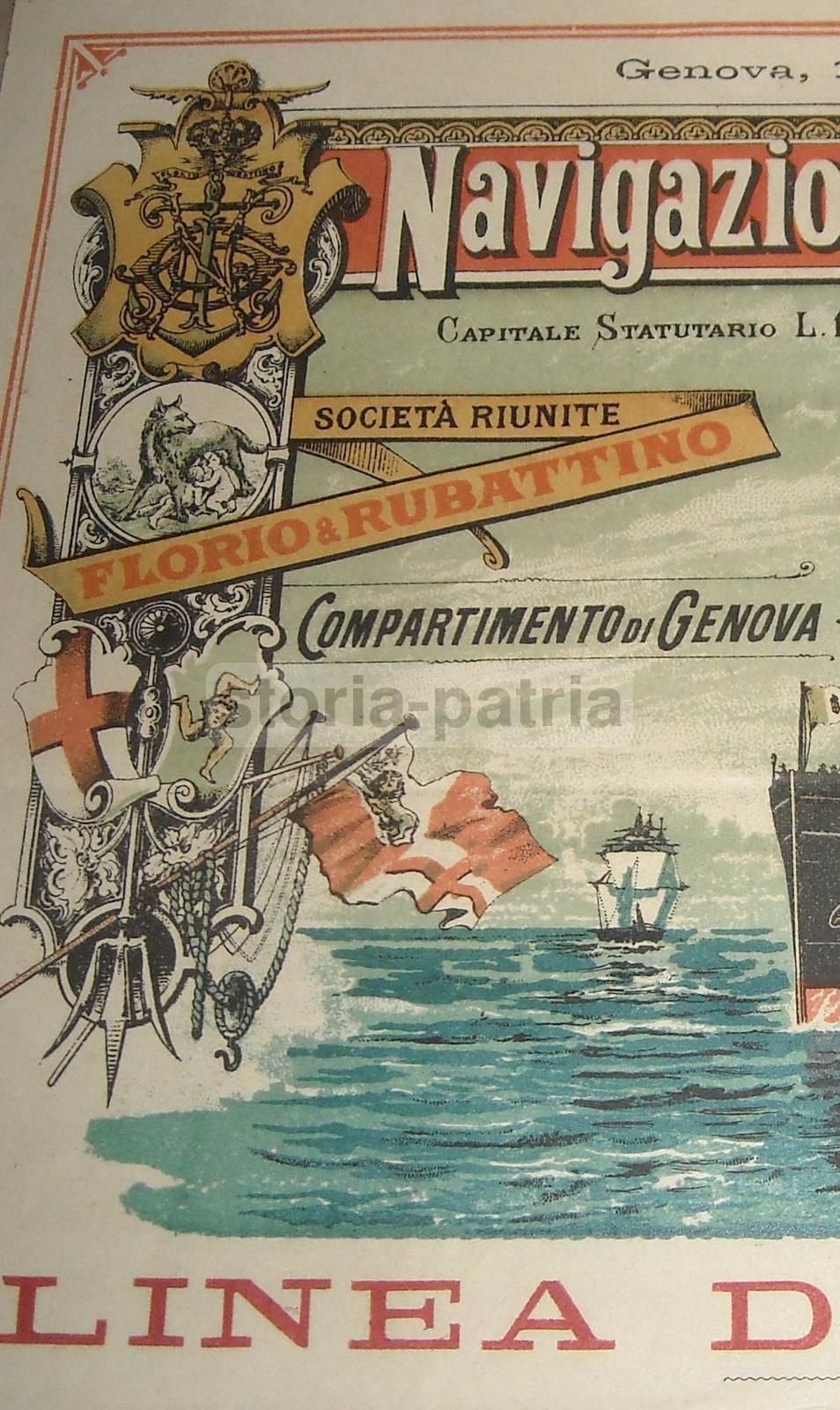 Manifesto Navigazione Generale Italiana, 1890, Genova E Napoli Per Le Americhe