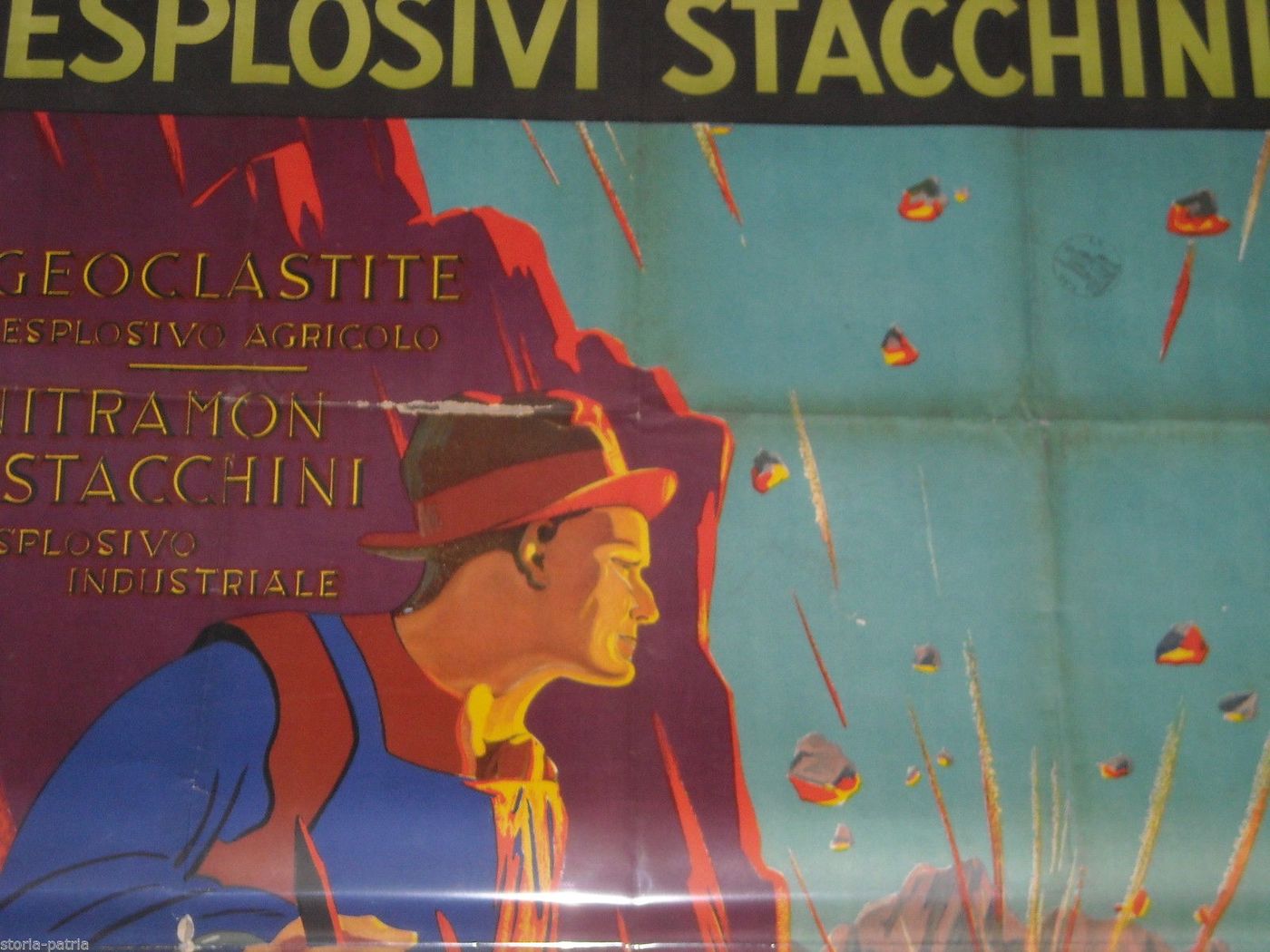 Manifesto Pubblicitario Esplosivi Stacchini Roma Anni '30 Raro
