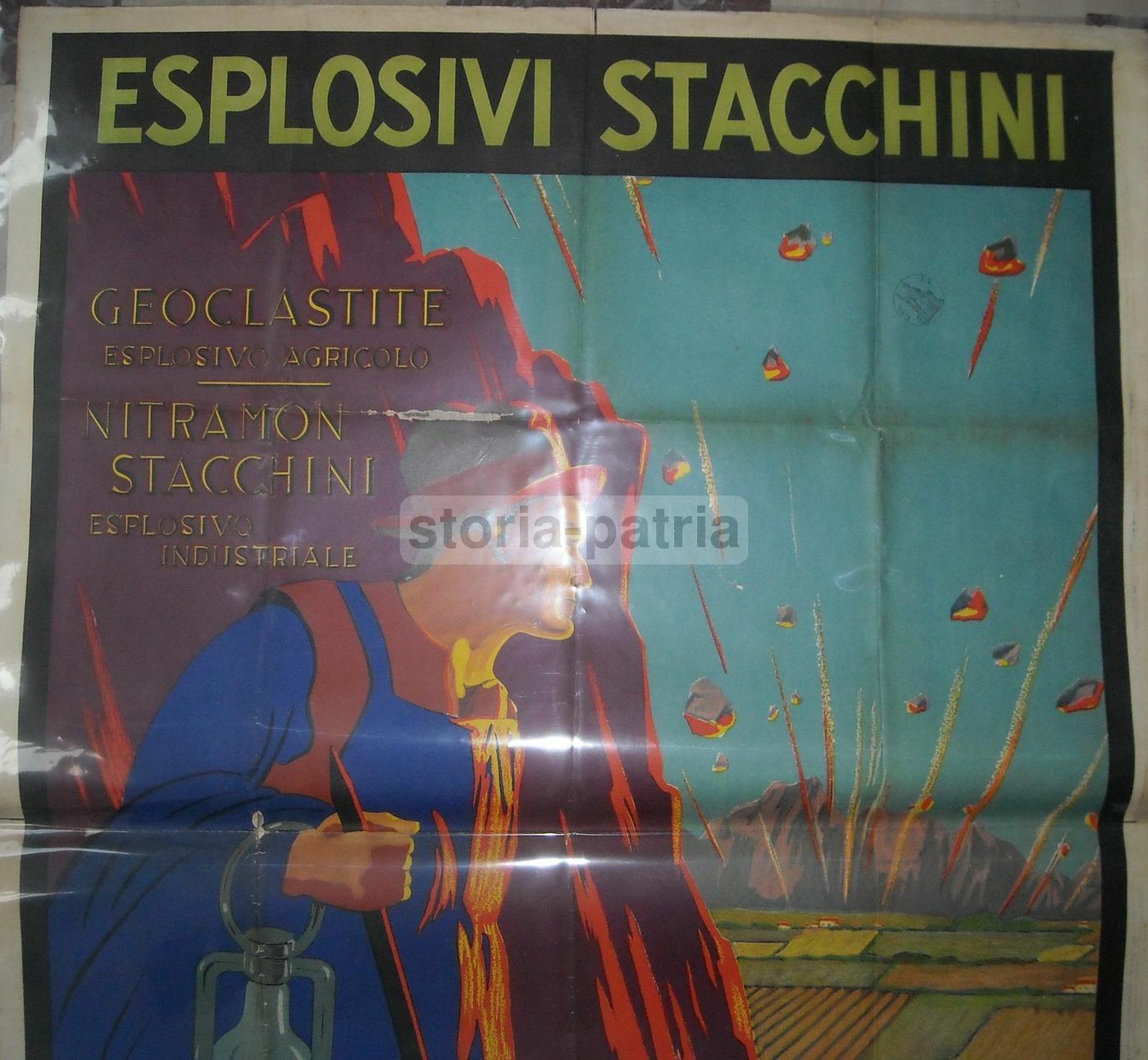 Manifesto Pubblicitario Esplosivi Stacchini Roma Anni '30 Raro