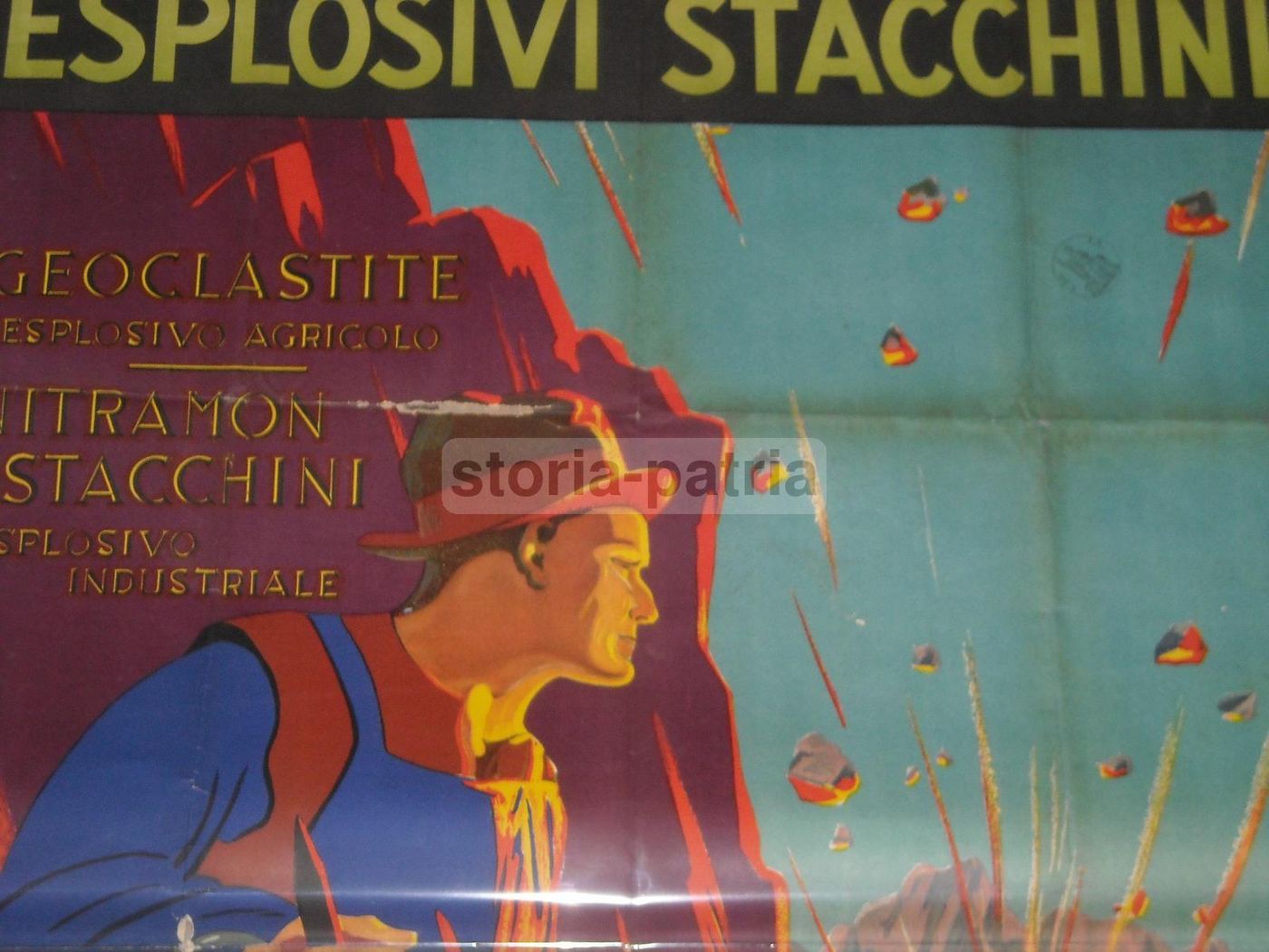 Manifesto Pubblicitario Esplosivi Stacchini Roma Anni '30 Raro