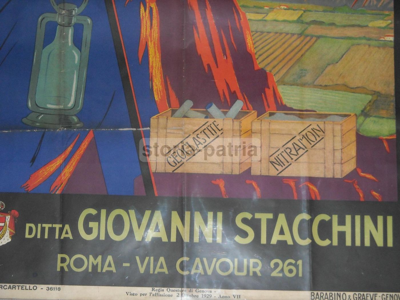 Manifesto Pubblicitario Esplosivi Stacchini Roma Anni '30 Raro