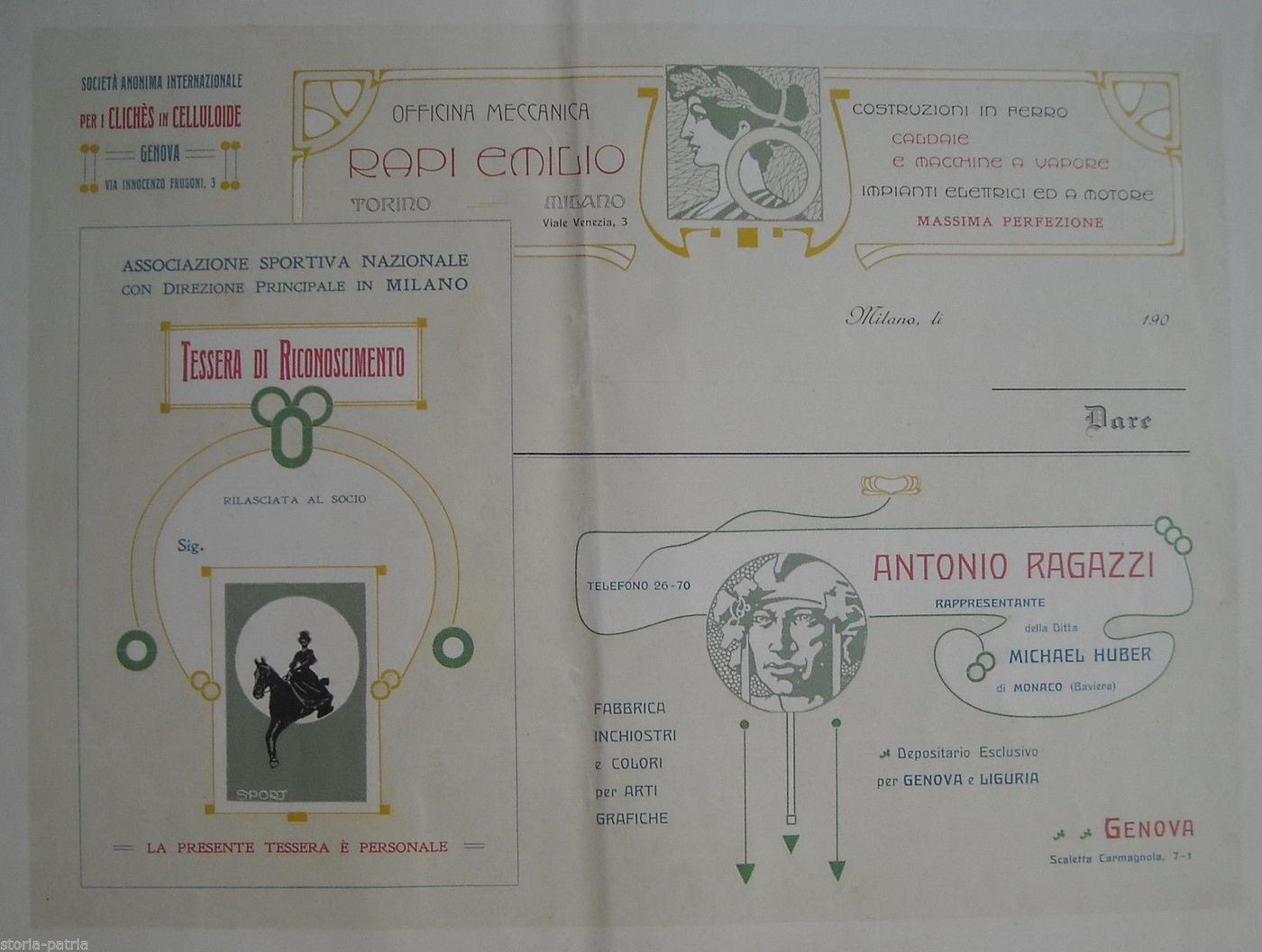 Stampa Pubblicitaria Liberty Genova Torino Inchiostri Rapi 1900