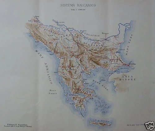 Geological Map of the Balkans, Greece, Morea, Candia, Late 1800s, Lithograph