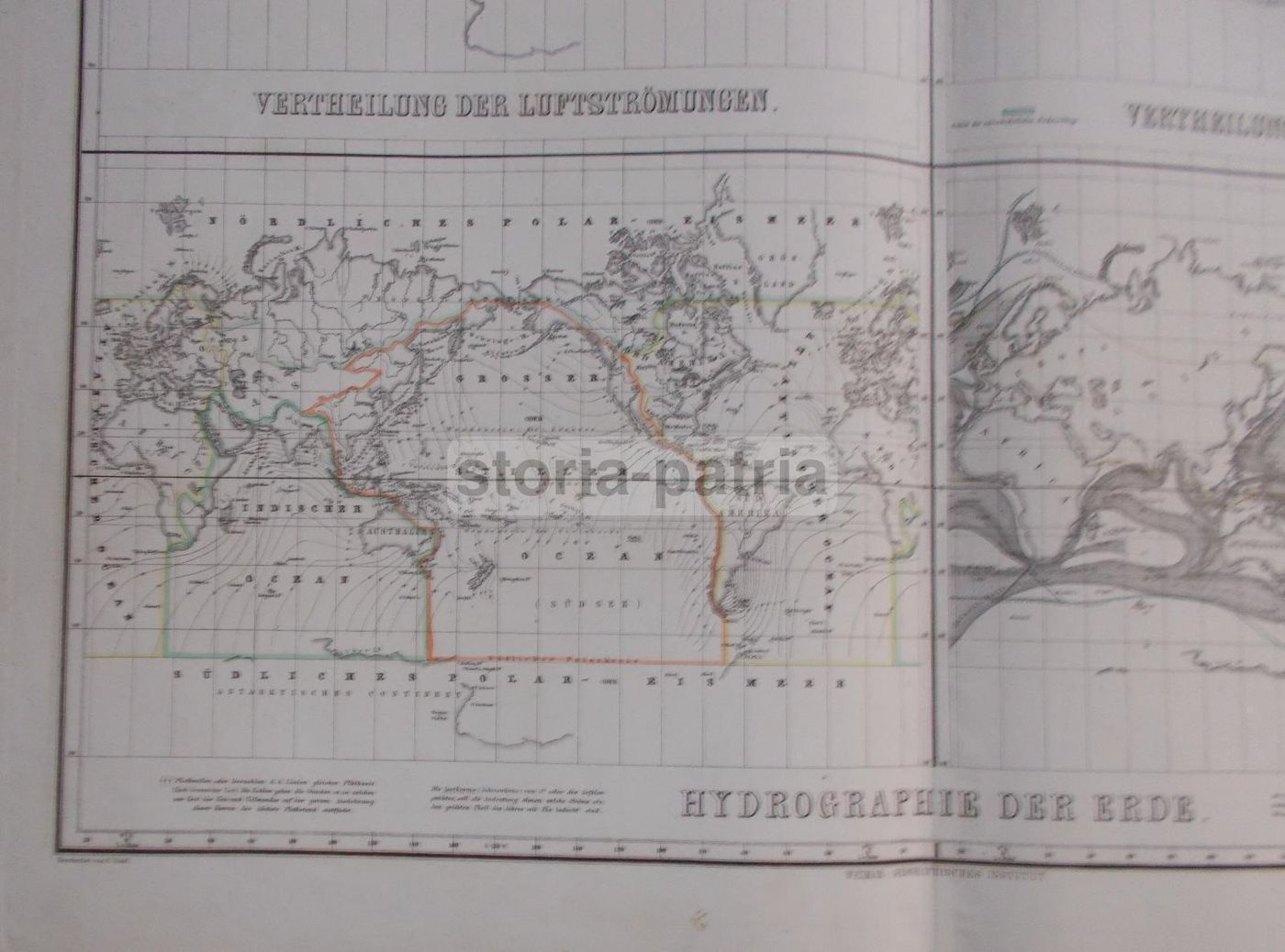Mappa Antica Idrografia Terrestre Europa Asia America 1860 1880