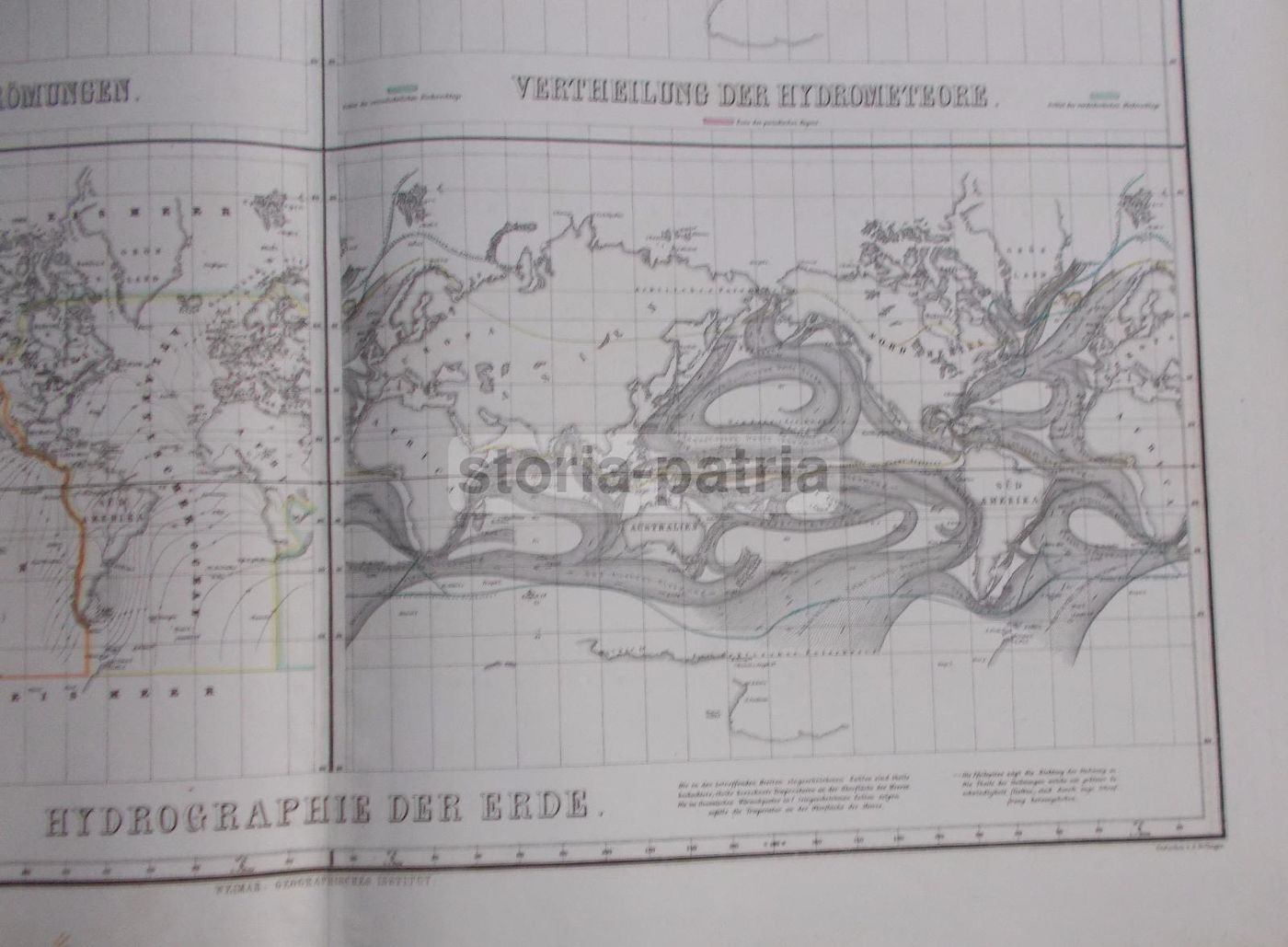 Mappa Antica Idrografia Terrestre Europa Asia America 1860 1880