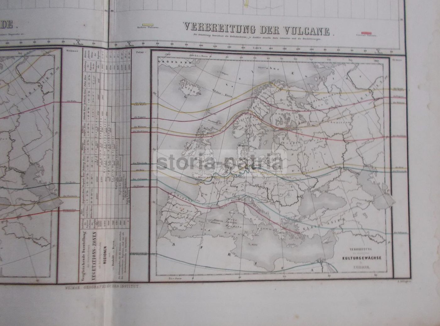 Mappa Isoterme E Vulcani Europa Asia America 1860 1880