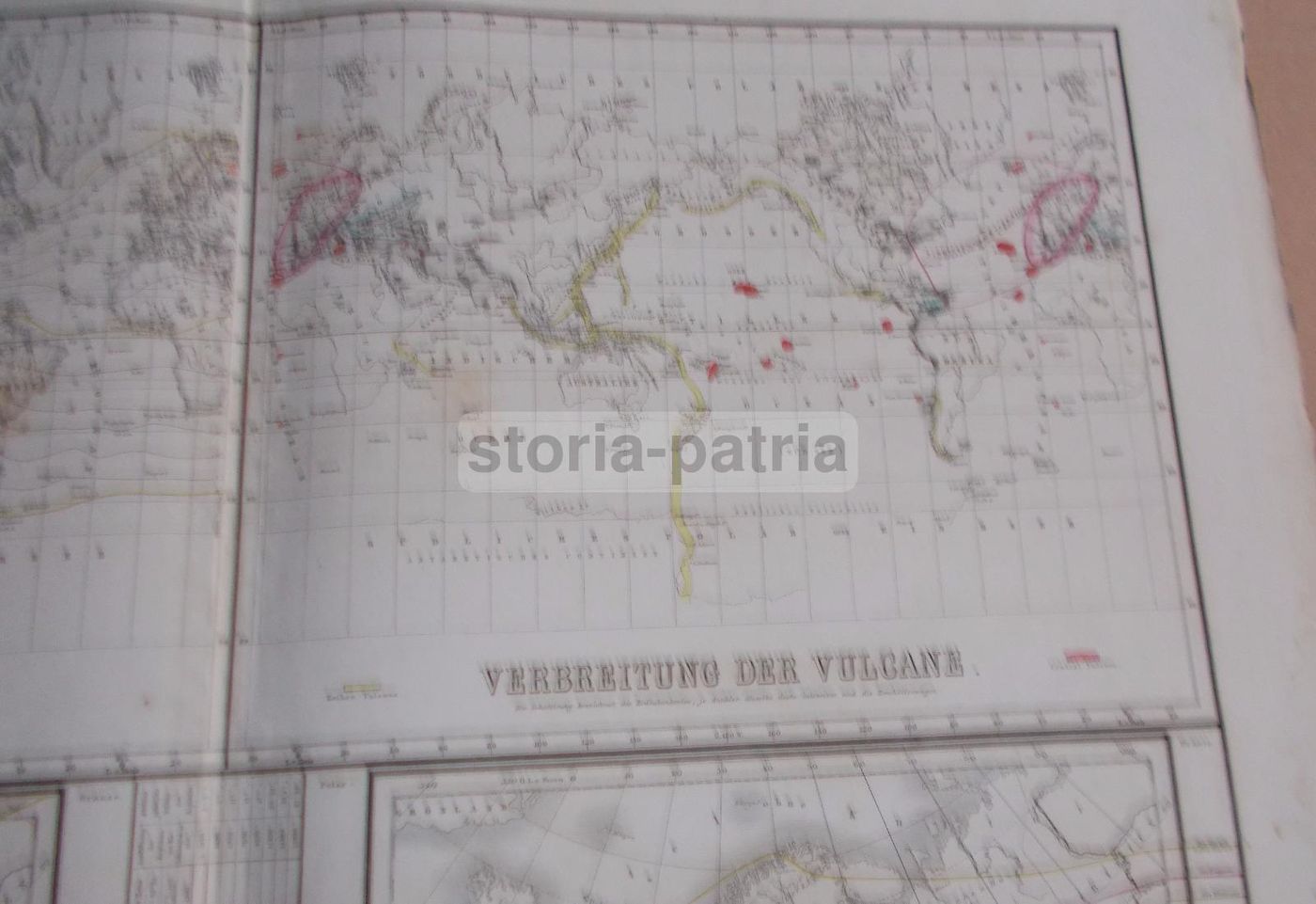 Mappa Isoterme E Vulcani Europa Asia America 1860 1880