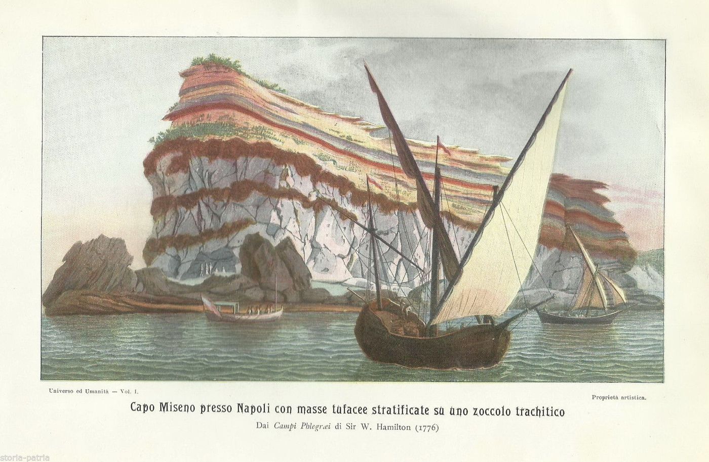 Stampa Antica Di Geologia: Capo Miseno (Napoli) E Stratificazioni Tufacee