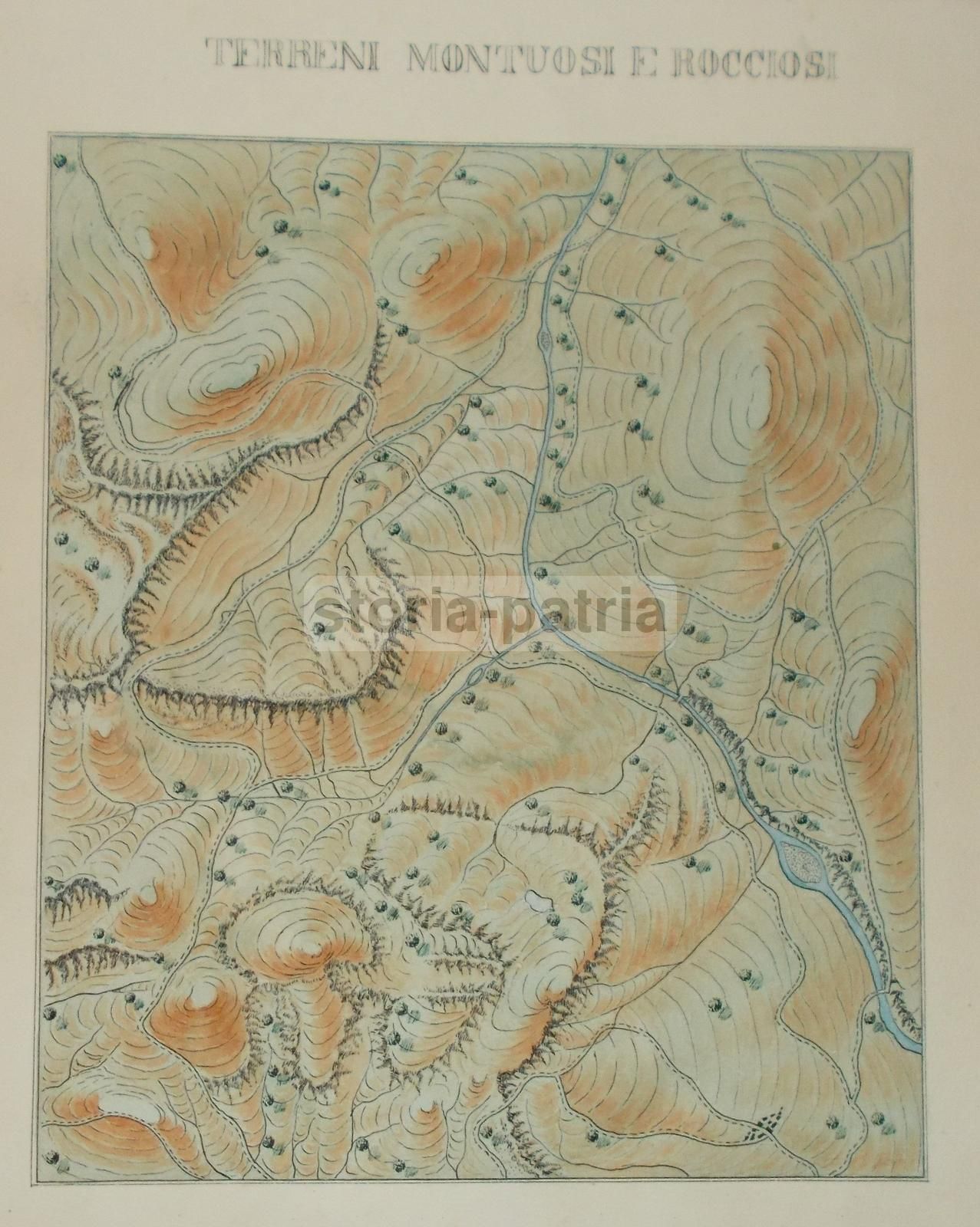 Mappa Geologica Topografica Terreni Montuosi Marche Anni '20