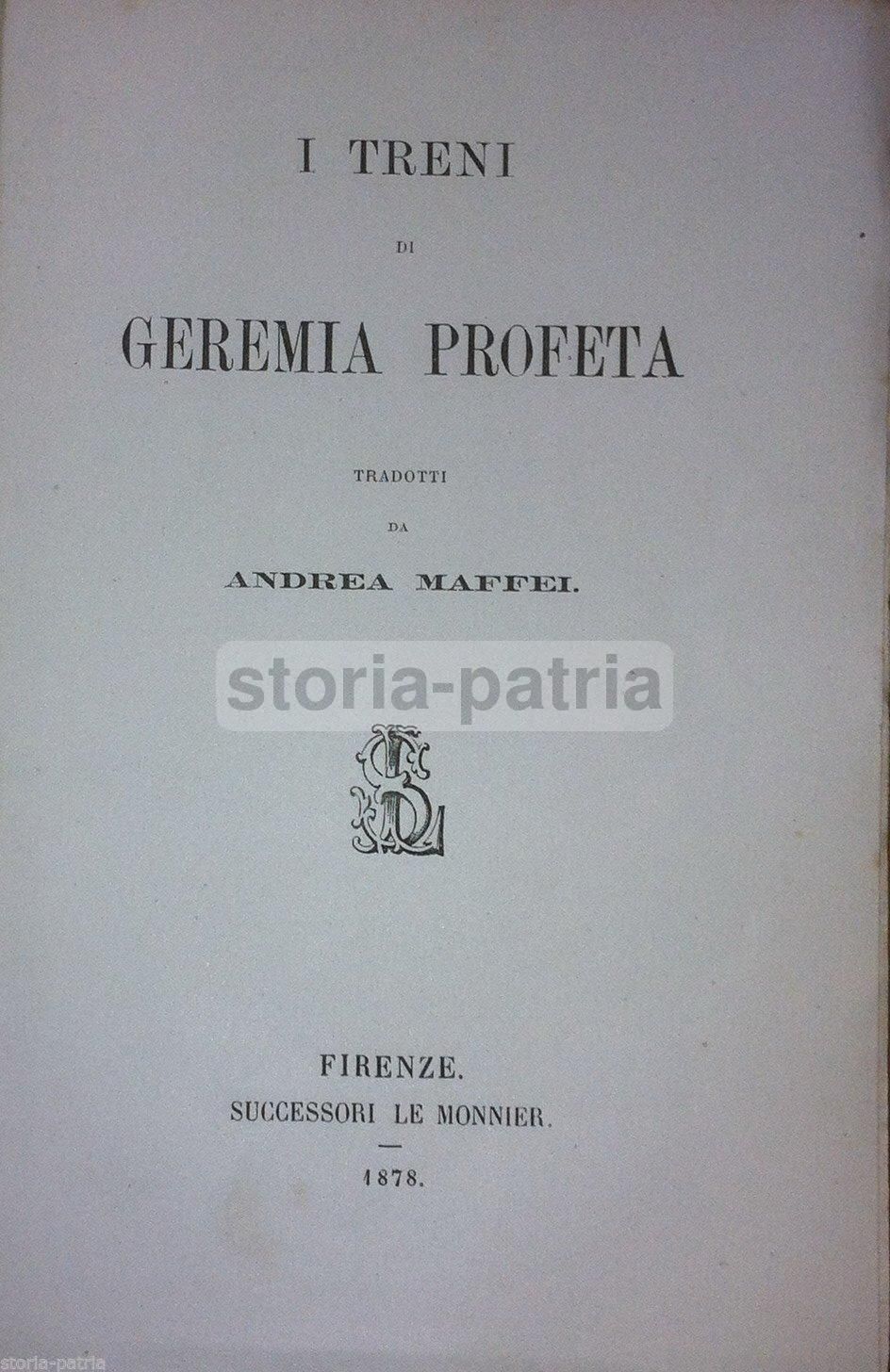 Treni Di Geremia Profeta, Andrea Maffei, Le Monnier, 1878