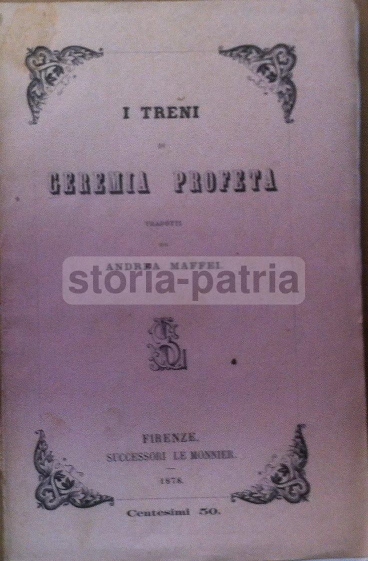 Treni Di Geremia Profeta, Andrea Maffei, Le Monnier, 1878