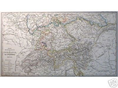Mappa Antica Germania, Svizzera E Belgio, 1869, Stieler Berghaus