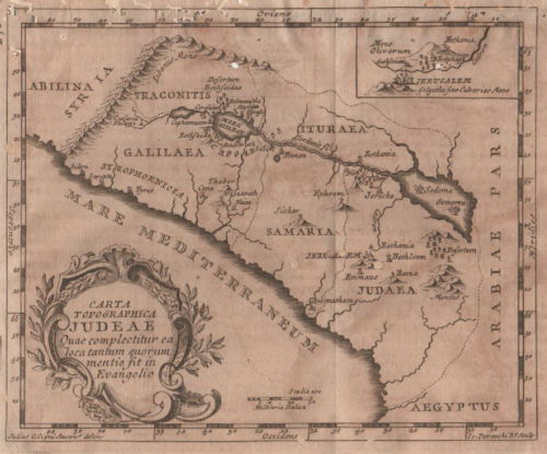 Mappa Antica Della Giudea, Galilea E Gerusalemme, Cigni E Petroschi, 1750